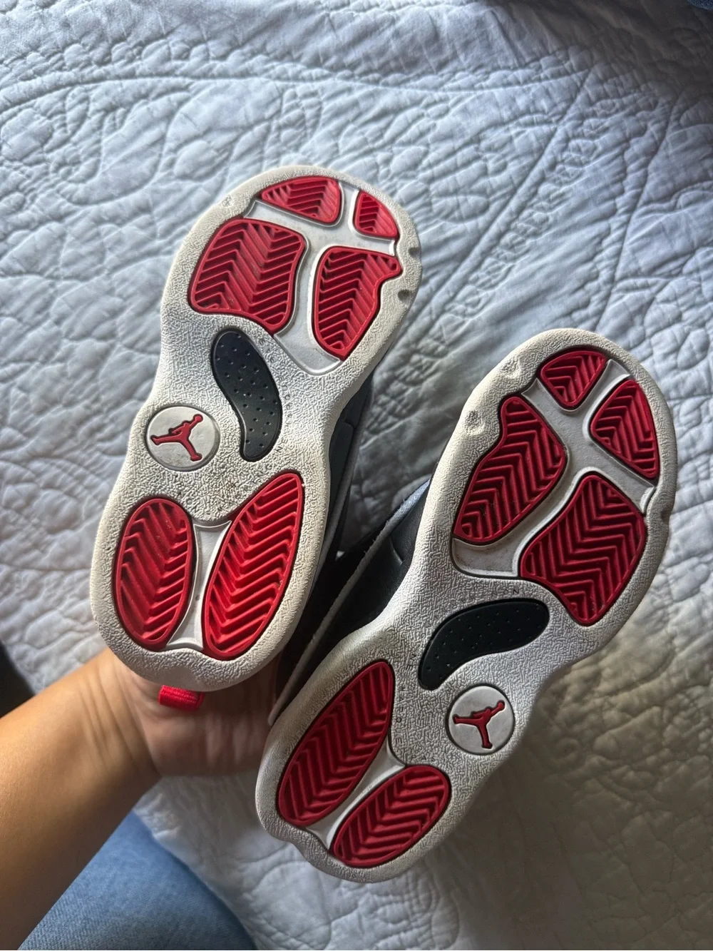 Jordan Kids Black and Red High-Top Sneakers
